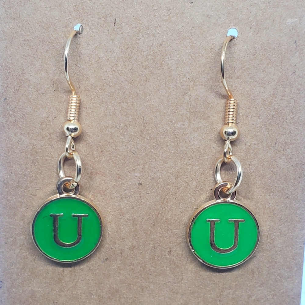7/$10 U Initial Earrings, New
